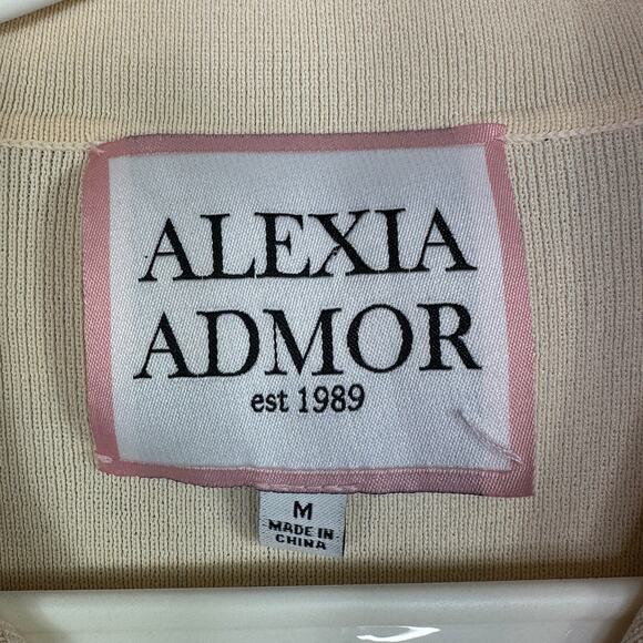 Alexia Admor Brianna Ivory Pearl Button Knit Collared Top Size M Medium - Picture 3 of 6